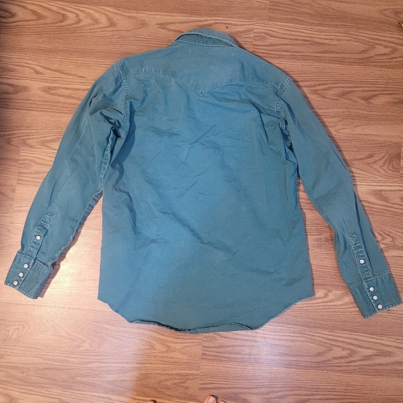 Heavy Blue Button-Down Shirt - Vintage Wrangler - Picture 4 of 9